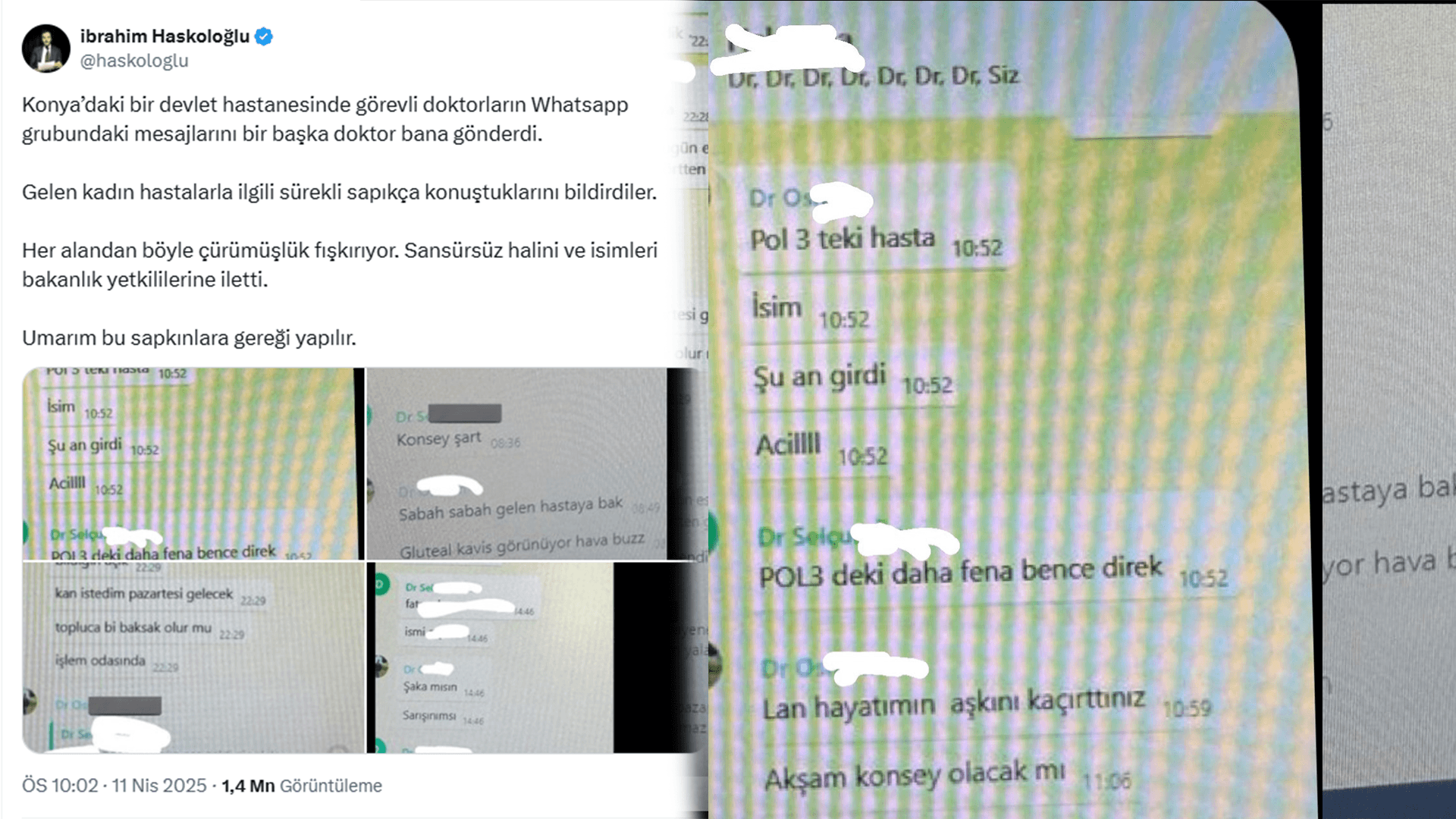 Konya'da Doktorların Kadın Hastalarla İlgili Ahlak Dışı Mesajları İfşa Oldu